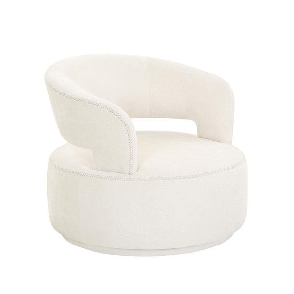 Pasargad Home Piagia Upholstered Swivel Base Barrel Chair, Ivory PZW-20087W - main